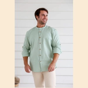 Harrison - Long Sleeve Grandpa Collar Shirt 