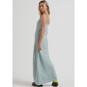 Billy - Hemp Check Maxi Dress - Moss Check - 14