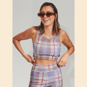 Colby - Hemp Rib Check Cropped Singlet