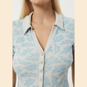 Billie - Hemp Ribbed Floral Bodysuit