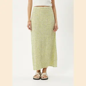 Darcy - Hemp Check Maxi Skirt