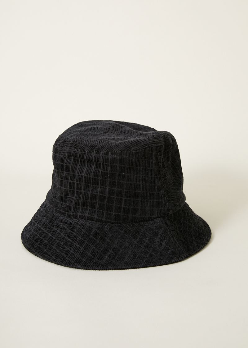 Kaia - Hemp Check Corduroy Bucket Hat - Black