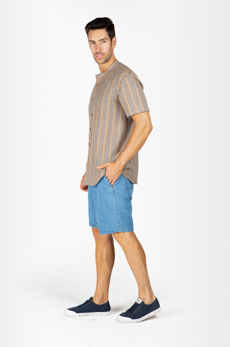 Men's Hemp Cotton Grandpa Short Sleeve Shirt