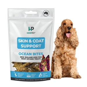 Skin & Coat Support | New Zealand Hoki Fish Hemp Infused Treats for Dogs 70g