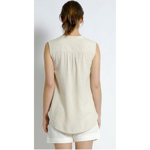 Hemp Rayon Dot Print Sleeveless Top - Apricot Dot - 12