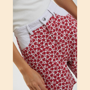 Shelby - Hemp Canvas Floral High Waisted Shorts 