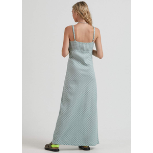 Billy - Hemp Check Maxi Dress - Moss Check - 14