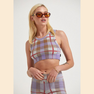 Colby - Hemp Rib Check Cropped Singlet