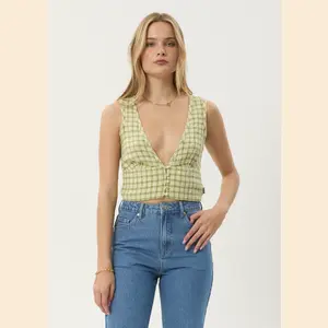 Darcy - Hemp Check Button Top