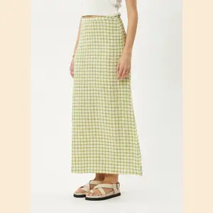 Darcy - Hemp Check Maxi Skirt