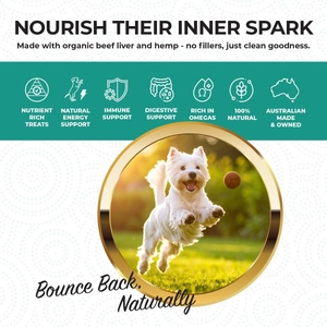 Vitality Support | Hemp Infused Organic Beef Liver Treats for Dogs 80g