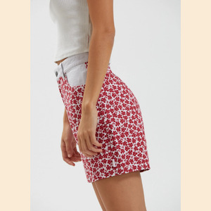 Shelby - Hemp Canvas Floral High Waisted Shorts 