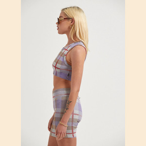 Colby - Hemp Rib Check Cropped Singlet