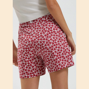 Shelby - Hemp Canvas Floral High Waisted Shorts 