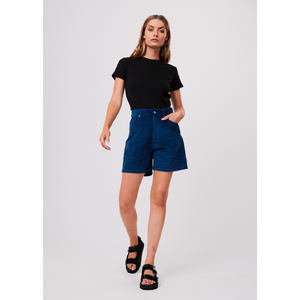 Anderson Shelby - Hemp Corduroy High Waisted Shorts - Cobalt - 6
