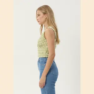 Darcy - Hemp Check Button Top