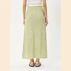 Darcy - Hemp Check Maxi Skirt