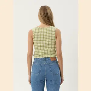 Darcy - Hemp Check Button Top