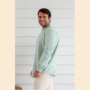 Harrison - Long Sleeve Grandpa Collar Shirt 