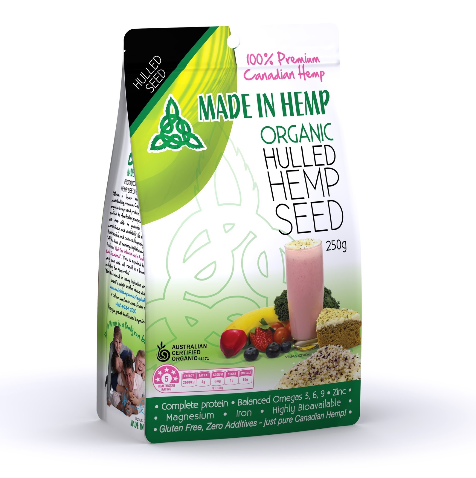 Certified Organic  Hulled Hemp Seed  - 250g