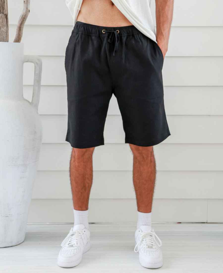 Louie men's hemp elastic waist shorts