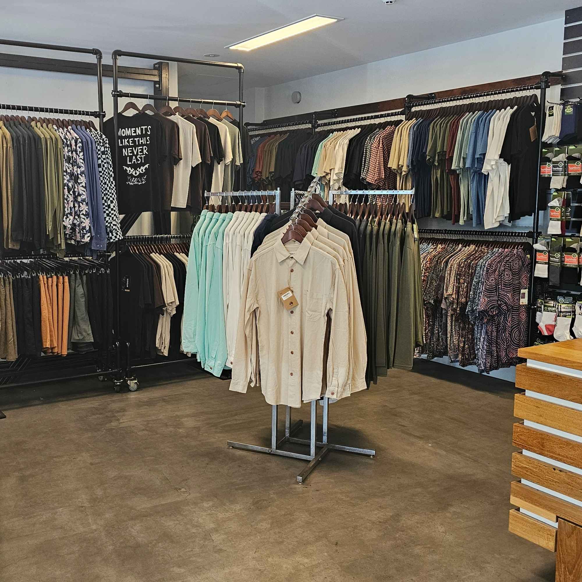 Hemp and bamboo clothing inside Made In Hemp Islington