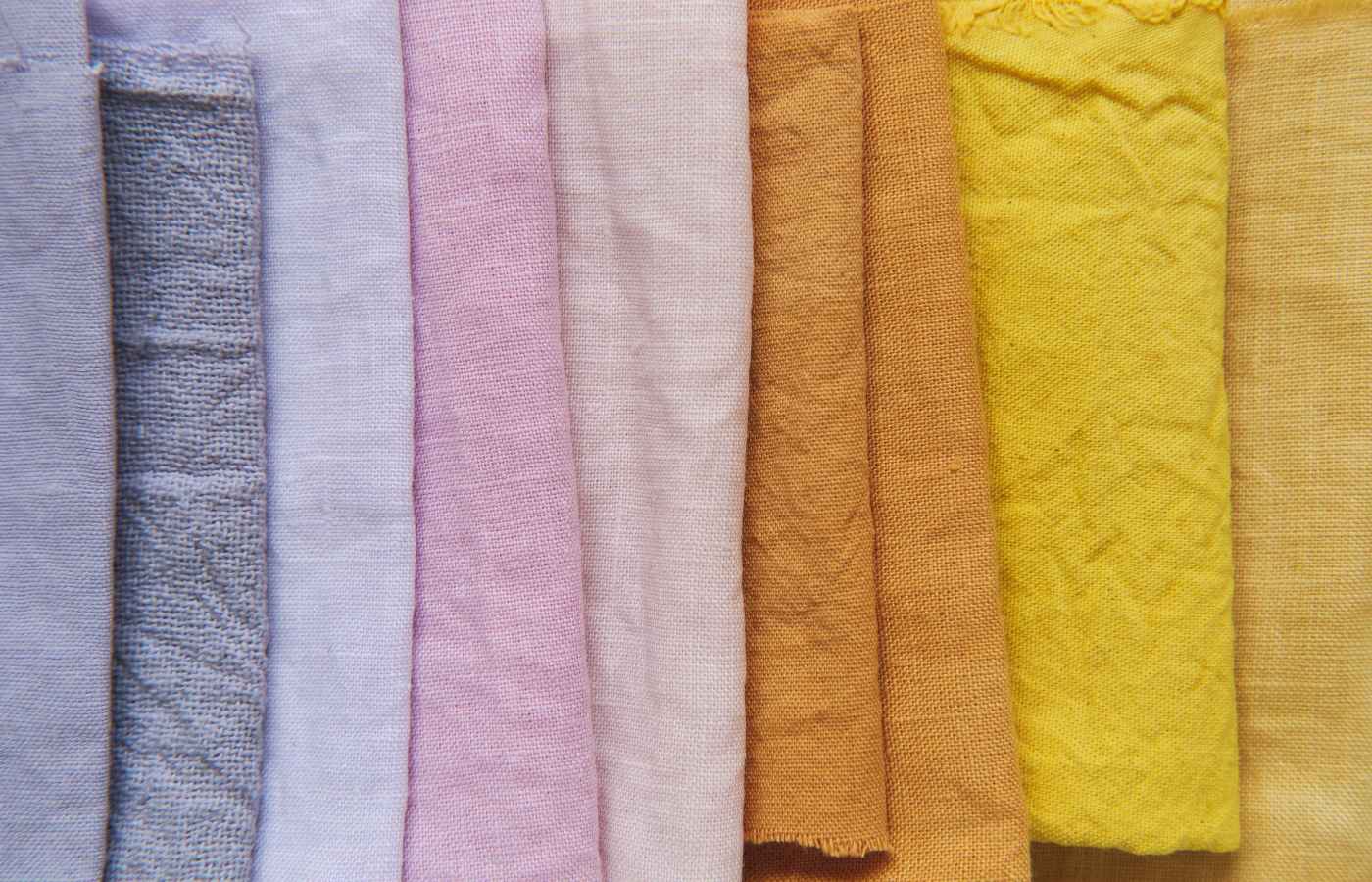 Close-up textures of different modern hemp clothing fabrics