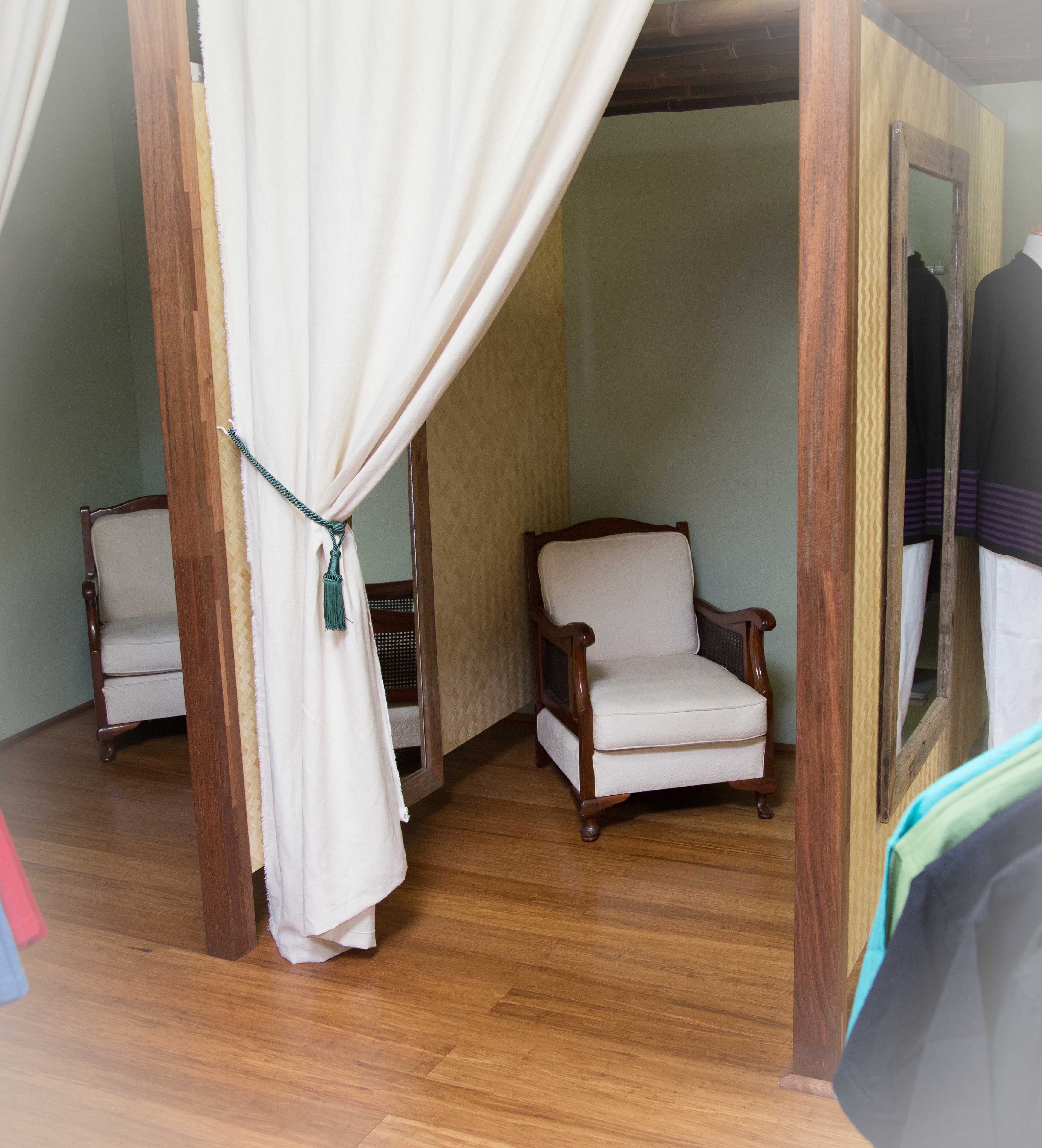 Original fitting rooms inside Made In Hemp Long Jetty store in 2013