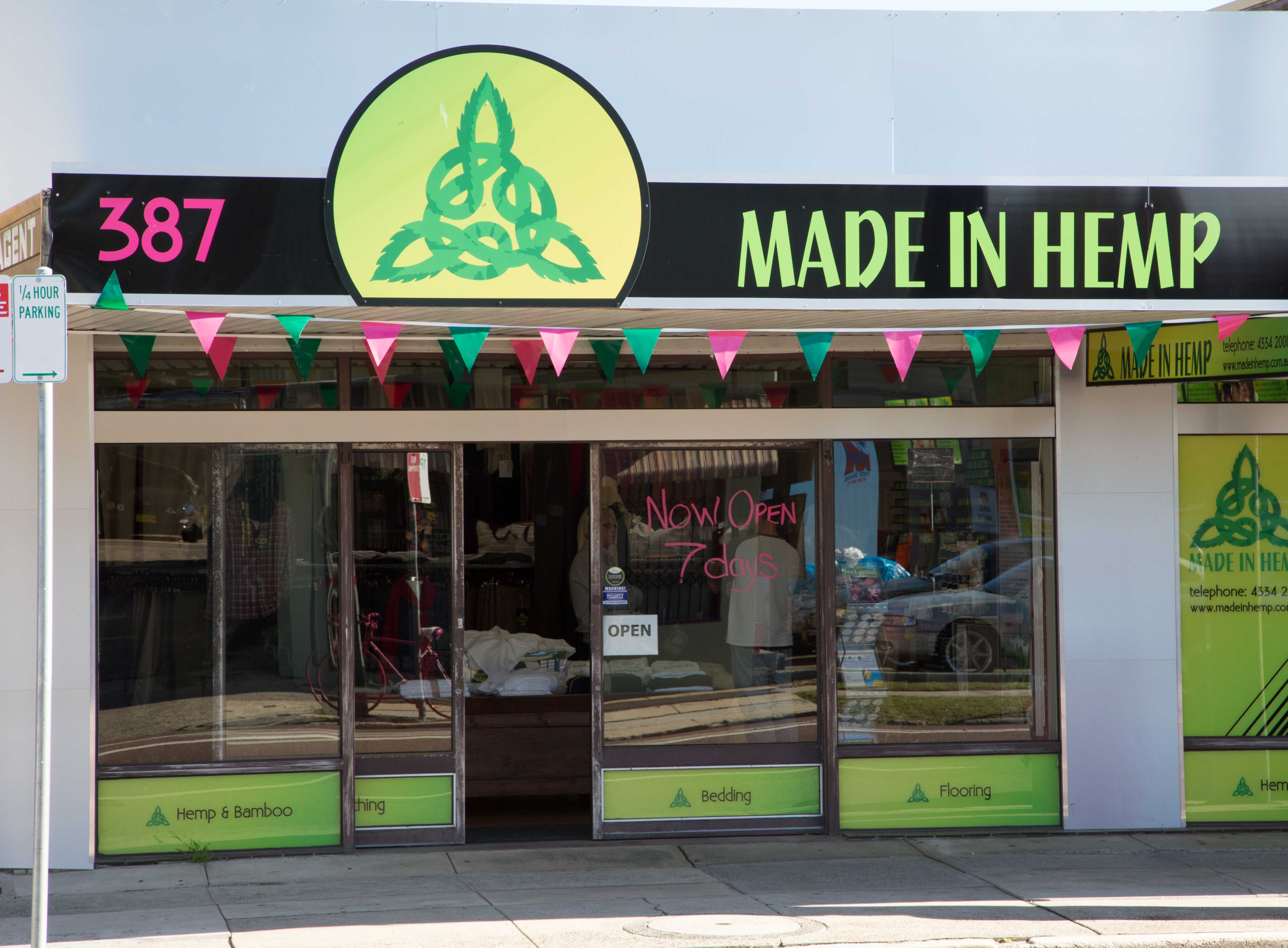 Made In Hemp Long Jetty shopfront during opening week in July 2013