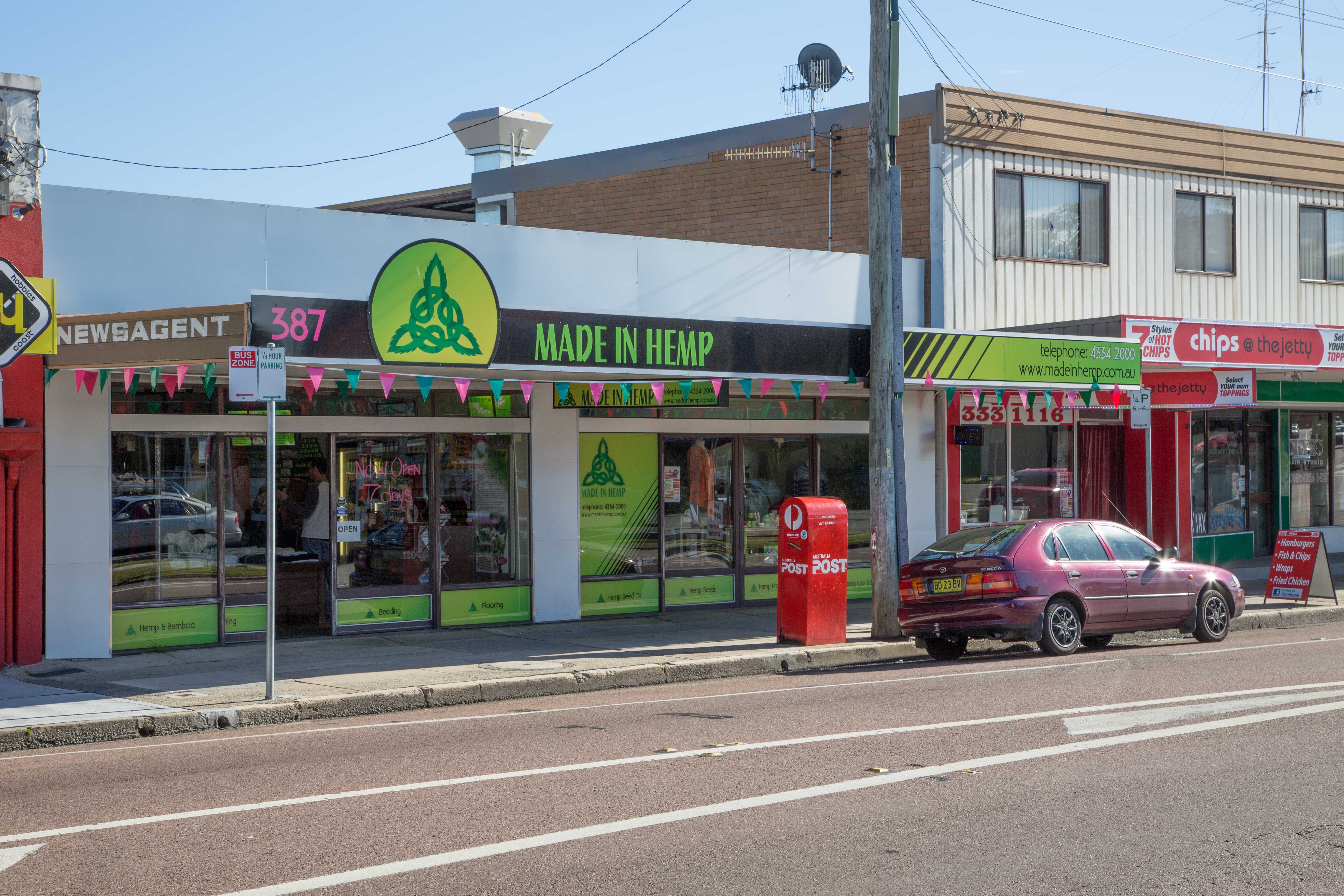 Street view of the Made In Hemp Long Jetty store opening in 2013