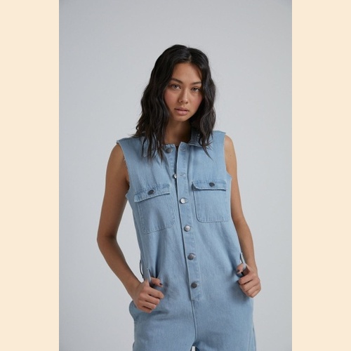 Afends Womens Louis - Organic Denim Baggy Overalls - Washed Black – Raflin